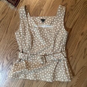 Ann Taylor Square Neck Polka Dot Belted Top